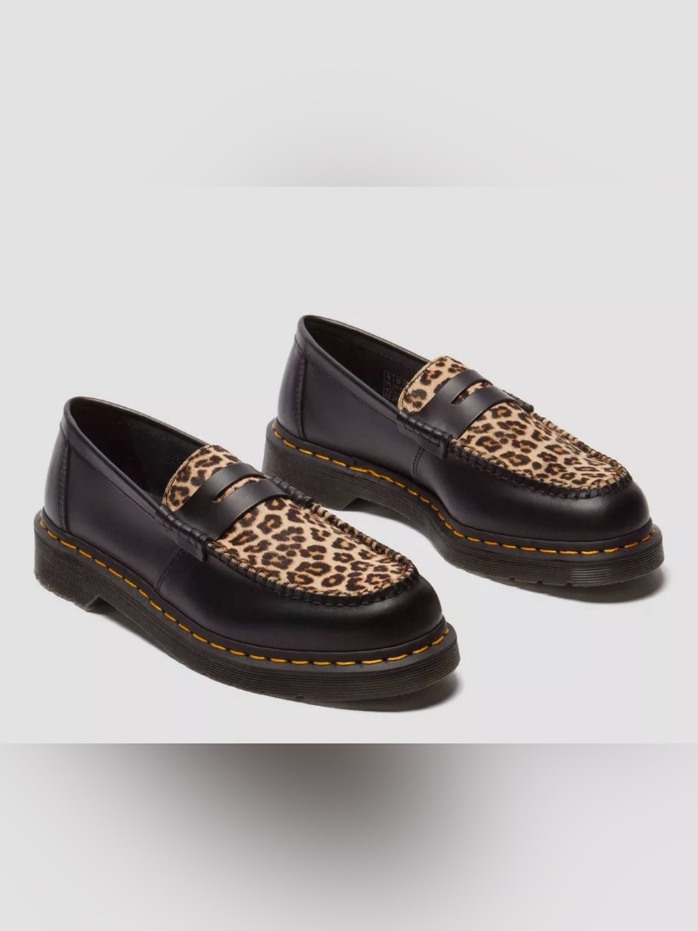 🐆New Dr.Martens Penton Leopard Print Penny Loafers with Black Leather Trim🐆
